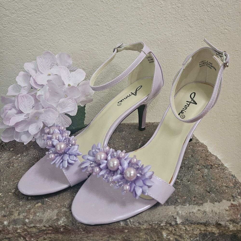 SIZE 8.5 ANNIE LIVELY Purple High Heel Open Sandals INVPV2251